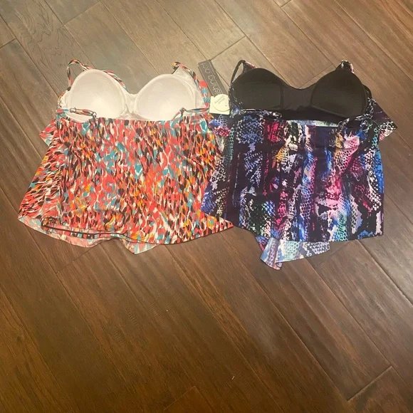 Tankini-Blue Animal Print-Sz12/Pink Animal Print-Sz XL - Picture 2 of 2